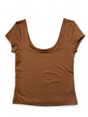 Old Navy Brown Fitted Scoop Neck Top XS Stretch Basic